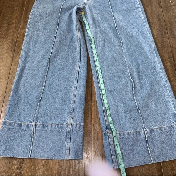 Zara Cropped Wide Leg Jeans high rise blue - Picture 10 of 12